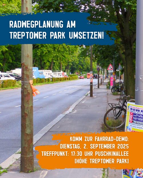 Fahrraddemo über die Köpenicker Landstraße am 02.09.2025