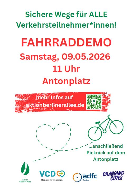 Fahrraddemo für Radwege in Weißensee