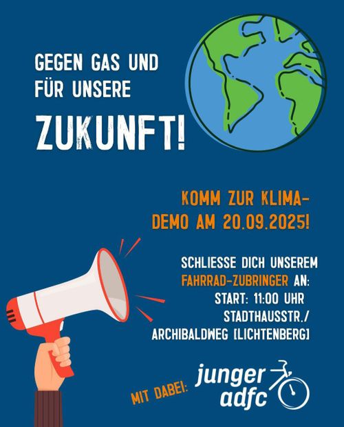 Junger ADFC - Fahrrad Zubringer zur Klima Demo