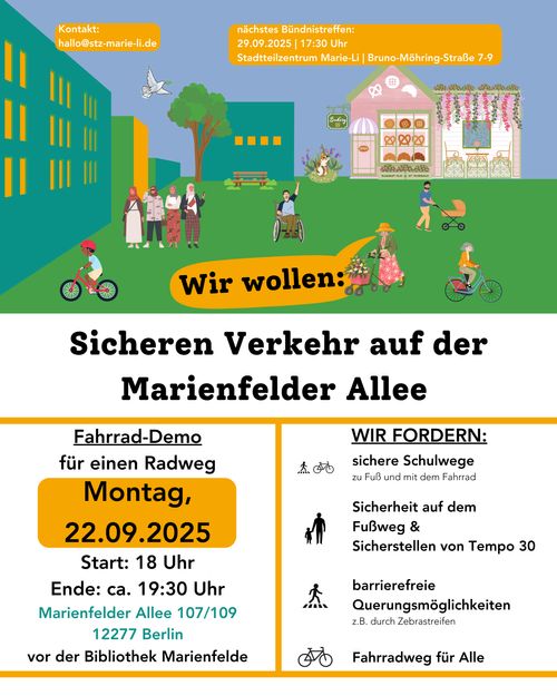 Wir wollen sicheren Verkehr auf der Marienfelder Allee