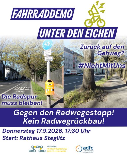 Radwegestopp #NichtMitUns — Unter den Eichen - Filandastraße