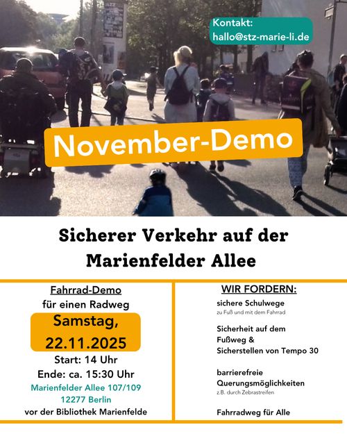 Fahrrad-Demo für sicheren Verkehr auf der Marienfelder Allee